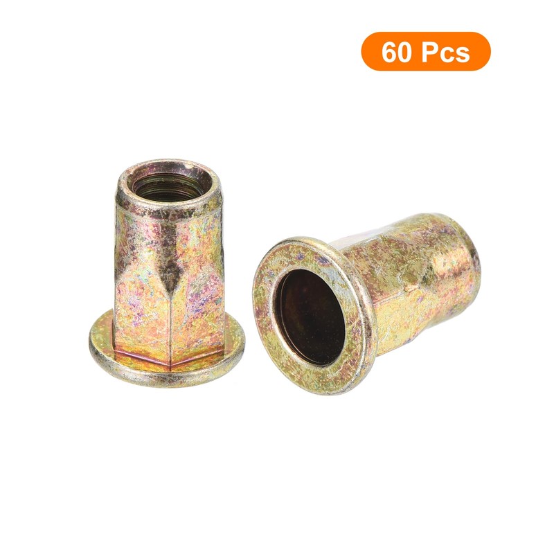sourcing map 60Pcs Half Hex Body Flange Rivet Nuts, M6