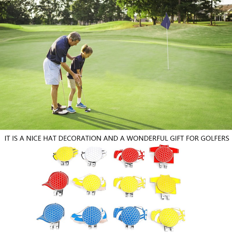 12pcs Stainless Steel Magnetic Hat Clip with Golf Ball Marker