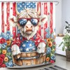4th of July Highland Cow Shower Curtain Patriotic Rustic Bull