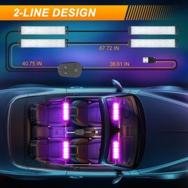LED Lights for Car Interior 2-Line Inside Cool Accessories USB DC 5V