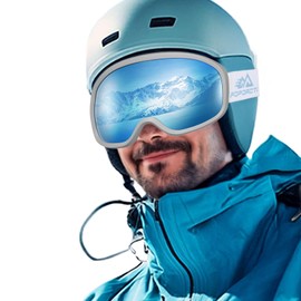 POPOACTI Polarized Spherical Ski Goggles,100% UV Protection,Anti Fog,Snowboard Goggles for Men Women Youth Skiing Sports (DreamBlue)