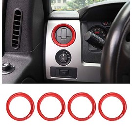 Car Central Console Air Conditioning Vent Outlet Decoration Ring Cover Trim for 2009-2014 Ford F150 (Red)