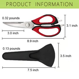 Multifunction Kitchen Shears Come Apart Dishwasher Safe Food Scissors Heavy Duty 6-In-1, Easy Wash with Magnetic Holder, for Food, Meat, Fish and Vegetable, etc. (Black)