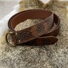 HiiFeuer Medieval Embossed PU Leather O Ring Belt, Retro Renaissance