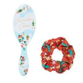 Wet Brush Festive Elf Orginal Detangler. Ultra Soft bristles for all hair types, wet, dry or damaged. 1 brush and a free scrunchie with every festive brush gift set.