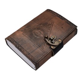 Hocus Pocus Book of Spell Leather Journal Book of Shadows Blank Journal Eye grimoire Antique Vintage Notebook Unni Spell Eye of Providence All Eye of GOD Witchcraft Daily Lock Clasp Diary 7x5 Inch