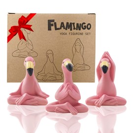 Yeomoo Yoga Flamingo Decorative Figures, Miniature Garden Decoration for Outdoors, Quirky Pink Flamingo Figure, Fairy Garden, Zen Decoration for Lawn, Gifts for Garden or Indoor, 6 cm High, Set 3