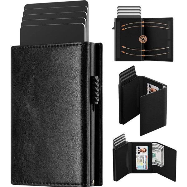 EDECOR Tarjetero de cuero,Cartera para Hombre RFID Bloqueo Antirrobo Tarjetero