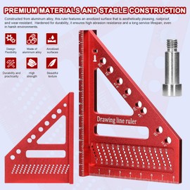Uadme 3D Mitre Square Protractor, 22.5-90 Aluminium Alloy High Precision Mitre Triangle Ruler, Layout Measuring Tool for Woodworking, Carpenter, Engineer, Construction Projects