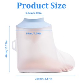 ExcellaElite Waterproof Foot Cover for Shower,Waterproof Leg Cover for Shower Boot Reusable Suitable for Adult Foot Ankle or Bandage (Blue)