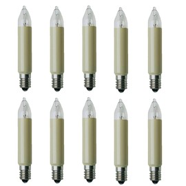E10 Halogen Small Shaft Candle 12 V - 34 V 3 W Diameter 11 mm Length 65 mm for Indoor Use Replacement Lamp Candle Arch and Fairy Lights Warm White Pack of 10 (23 V)