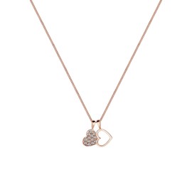 Elli Necklace Two Hearts Crystals 925 Sterling Silver Rose Gold Plated