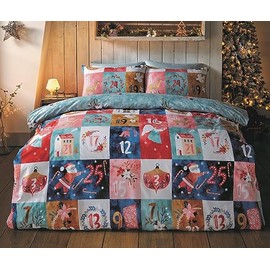 Rapport Home Christmas Advent Calendar Double Reversible Microfibre Duvet Cover Set - Xmas Double Multicoloured Bedding Set