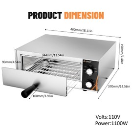 DULNICE Electric Pizza Oven, 12 inch Countertop Pizza Oven Indoor with 30 Minute Timer, Stainless Steel Pizza Oven with Handle, Crumb Tray, Commercial Pizza Maker for Restaurant, Home Party