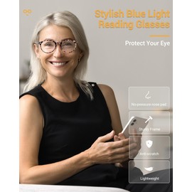 JOLISU 5 Pack Reading Glasses For Women/Men-Blue Light Blocking Computer Reader w/Round Frame - Retro Clear Lens Fake Eyeglasses（2.25）