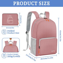 Aucuu Lightweight Foldable Backpack, 17L Foldable Bag, Water Resistant Packable Backpack for Women Men, Packable Rucksack for Outdoor Camping Hiking Travelling Biking Shopping