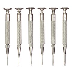 Starrett S555Z6 Stainless Steel Screwdriver Set, 6Piece, 0.040", 0.025", 0.055", 0.070", 0.080", .100" Head, 7/8" Blade Length