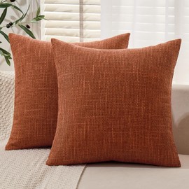MIULEE Burlap Linen Throw Pillow Covers 18x18 Inch Set of 2 Rust Farmhouse Decorative Pillows Modern Pillowcases Soft Accent Cushion Covers for Outdoor Couch Sofa Bedroom Livingroom Home Decor