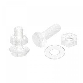 sourcing map M3 x 10mm Plastic Phillips Machine Screws with Nuts and Flat Washers, PC Flat Head Machine Bolts Transparent 20 Sets
