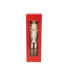 Ciao Christmas Nutcracker Toy Soldier King with Scepter (24 cm) Wooden Glittery Decoration, Gold/White