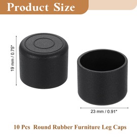 sourcing map 10 Pcs 0.91 x 0.91 Inch Round PVC Furniture Leg Caps, Chair Leg Floor Protector for Patio, Indoor Chair, Table, Bed and Cabinet, Black