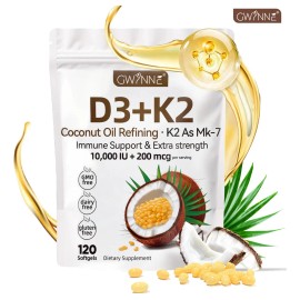 Gwynne Vitamina 000ui 200mcg 120cápsulas Aceite Coco Vírgenapoyo Óseo Inmunológico Cardíaco