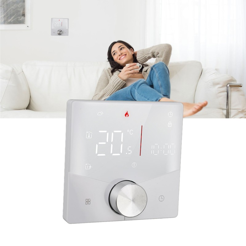 Smart Digital Thermostat 5A AC 95‑240V IP20 White Adjustable Backlight