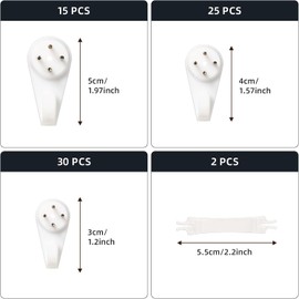 80 pieces traceless picture hooks for hard walls, 3 cm wall hooks, picture hooks, plastic picture hooks, picture hangers for plasterboard walls, photo hooks, no nails, small hard wall picture hooks
