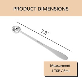 BERYLER 1PCS 1 Teaspoon(1tsp, 1/3tbsp, 5 ml) Single Measuring Spoon, Extra-long Handle Individual Measure Scoop, Stainless Steel Spoons Only