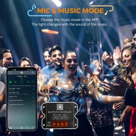 BEAMNOVA 100Ft White Commercial Storefront Lights Kit, Bluetooth App or Remote Control, DC 12V 400W Power Supply Transformer, Dimmable Adhesive Window Strip Light Modules