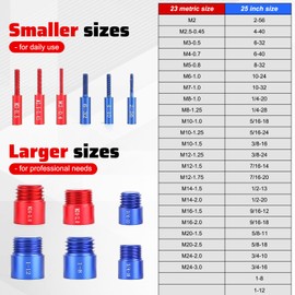 WILTEEXS 48PCS Thread Checker, Nut and Bolt Thread Checker, Individually Assembled Bolt and Nut Identifier Gauge 23 Inch and 25 Metric, Bolt Size and Thread Gauge with Case, Red & Blue