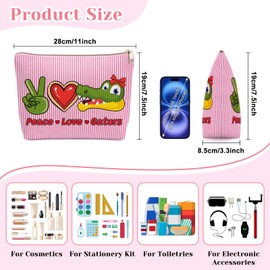 Gators Lover Gift Makeup Bag Funny Present for Crocodile Lover Gator Wild Alligator Animal Themed Gift Idea for Women Sister Best Friend Birthday Christmas Gifts Travel Toiletry Cosmetic Bag