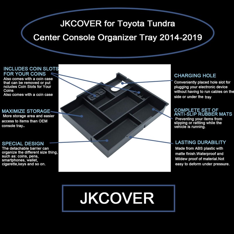 JKCOVER Compatible with Center Console Organizer Tray Toyota Tundra 2014