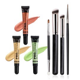 EnMart Liquid Concealer Set, 3 Shades cream Concealer, 8g Each, Lightweight Makeup, Long Lasting & Full Coverage, waterproof, Oil-Free, for Dark Circles, Blemishes, with 4PCs Makeup Brush