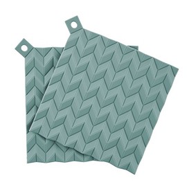RIG-TIG Topflappen-Set Hold-On - Silikon-Tischuntersetzer/Topfhandschuhe, rutschfest, hitzebeständig- Topfuntersetzer für Topf, Pfanne, Backform - Vielseitiges Küchen-Zubehör - 2er-Pack, Grün