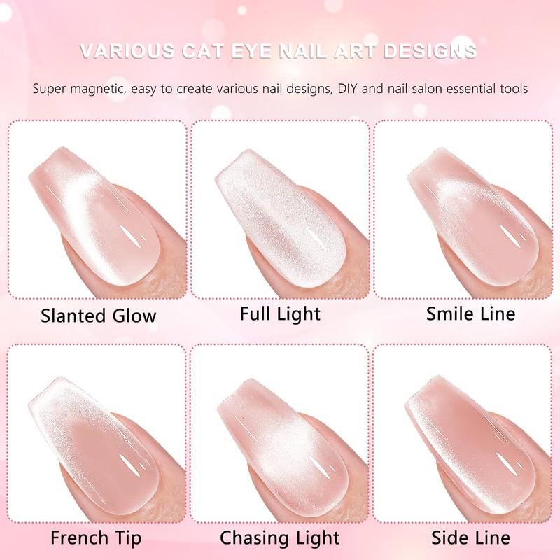 HYWWPFLAY Cat Eye Magnet for Nails, Chasing Light Cat Eye