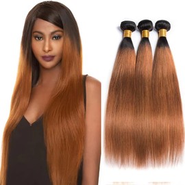 Human Hair Bundles Human Hair Straight 3 Bundles Human Hair 16 18 20 Inch Weave Bundles Human Hair 100% Unprocessed Brazilian Hair Bundles Human Hair Extension for Black Women (30#)