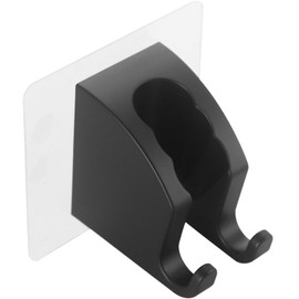 JONKEAN Black Handheld Shower Head Holder with 2 Hanger Hooks, Strong Adhesive Shower Head Holder, Adjustable Shower Wand Holder Wall Mount, Bathroom Waterproof Shower Handle Holder No Drill Need