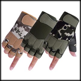 [ホワイトファング] グローブ ハーフフィンガー カモフラ オートバイ アウトドア スポーツ メンズ レディース NT363(ブラック)