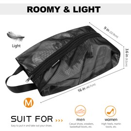 Prezon Travel Shoe Bags, Water Resistant TPU Mesh, Sturdy YKK Zipper, Shoes Storage Bag, Shoes Packing Organizer, Unisex Shoe Pouch for Travel or Home Storage
