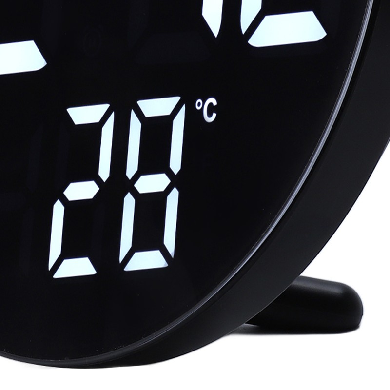 Round Digital Wall Clock 12 24Hr USB Powered Silent Modern