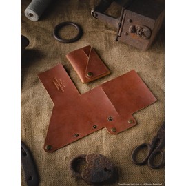 Crazy Horse Craft, Minimalist Wallet and Key Ring in Package, Wood Brown Wallet and Small Key Holder Set