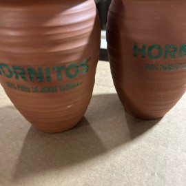 Hornitos  Tequila Set Of 2 Drinking Glass Ceramic Glazed Inside.