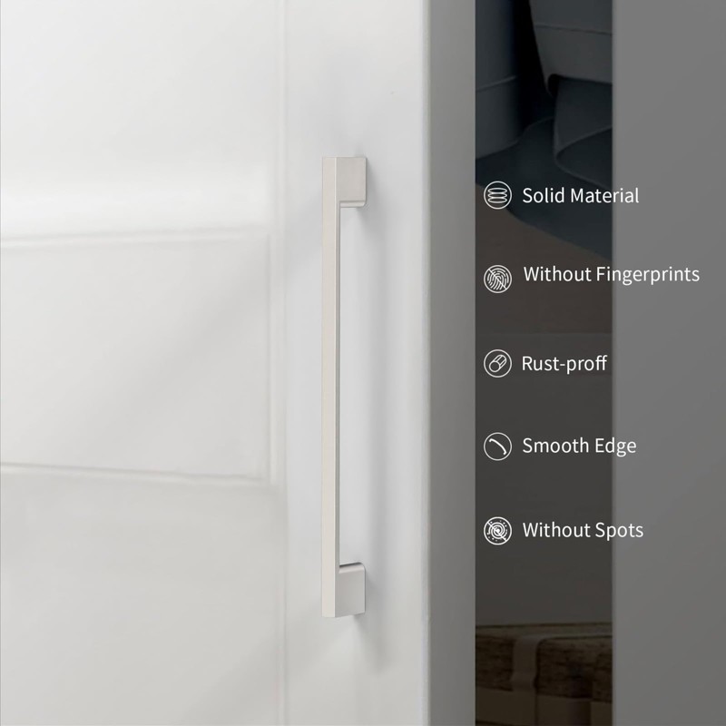 KNOKLOCK 10 Pack 5 Inch(128mm) Kitchen Cabinet Handles Brushed Satin