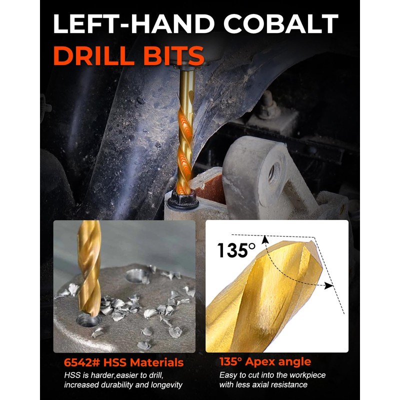 24 Piece Screw Extractor and Left Hand Drill Bits Set,