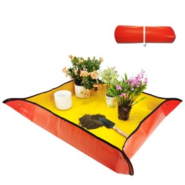 Repotting Mat for Indoor Plant Transplanting and Potting Soil Mess Control, Foldable Succulent Potting Mat Gardening Gifts for Women & Men (Thickened Waterproof Orange 26.8" x 26.8")