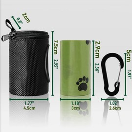 Dog Poop Bag Holder Dispenser for Leash, Compact Waste Bag Organizer and Carrier with 1 Roll Eco, Friendly Pet Trash Bags, Hands Free Doggy Poop Bag Clip for Walking, Training, Travel