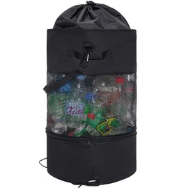 EZAKIE Boat Trash Bag Large Boat Trash Can for 80+ Cans, Boat Trash Container with Bottom Zipper Opening, Outdoor Boat Garbage Sack Storage Bag Hanging Portable Mesh Fishing Boat Accessories (Black)