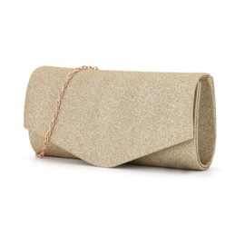 Copbopwn Evening Bag Clutch for Women Glitter Envelope Handbag with Removable Chain Strap Clutch Bags Elegant Crossbody Bags for Women Bridal Prom Party Wedding, gold