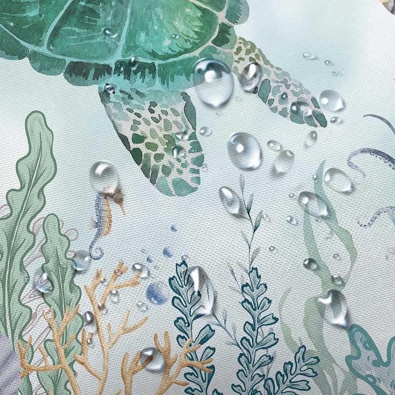 Sea Turtle Shower Curtain - Nautical Beach Underwater Decorative Shower